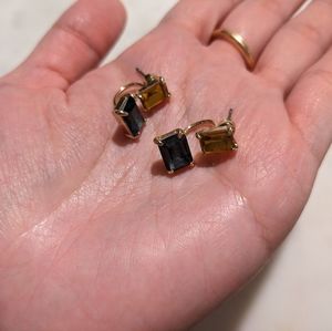 Topaz Citrine Gold Plated Earrings Stud